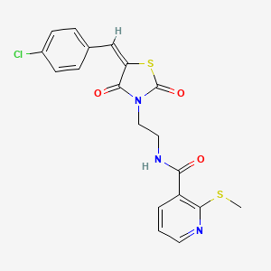 N-[2-[(5E)-5-[(4-Chlorophenyl)methylidene]-2,4-dioxo-1,3-thiazolidin-3-yl]ethyl]-2-methylsulfanylpyridine-3-carboxamide