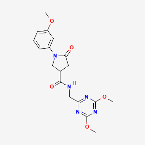 molecular formula C18H21N5O5 B2474043 N-[(4,6-dimethoxy-1,3,5-triazin-2-yl)methyl]-1-(3-methoxyphenyl)-5-oxopyrrolidine-3-carboxamide CAS No. 2034411-13-5
