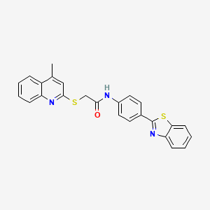 molecular formula C25H19N3OS2 B2474085 N-[4-(1,3-BENZOTHIAZOL-2-YL)PHENYL]-2-[(4-METHYLQUINOLIN-2-YL)SULFANYL]ACETAMIDE CAS No. 671198-78-0