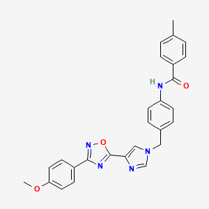 molecular formula C27H23N5O3 B2474096 N-[4-({4-[3-(4-methoxyphenyl)-1,2,4-oxadiazol-5-yl]-1H-imidazol-1-yl}methyl)phenyl]-4-methylbenzamide CAS No. 1111017-22-1