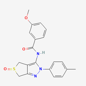 molecular formula C20H19N3O3S B2474097 3-methoxy-N-(5-oxido-2-(p-tolyl)-4,6-dihydro-2H-thieno[3,4-c]pyrazol-3-yl)benzamide CAS No. 957624-75-8