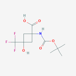 3-Hydroxy-1-[(2-methylpropan-2-yl)oxycarbonylamino]-3-(trifluoromethyl)cyclobutane-1-carboxylic acid