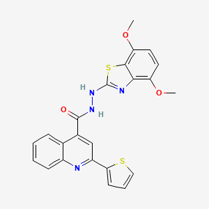 molecular formula C23H18N4O3S2 B2474102 N'-(4,7-dimethoxy-1,3-benzothiazol-2-yl)-2-(thiophen-2-yl)quinoline-4-carbohydrazide CAS No. 851988-03-9