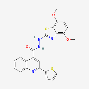 molecular formula C23H18N4O3S2 B2474102 N'-(4,7-dimethoxybenzo[d]thiazol-2-yl)-2-(thiophen-2-yl)quinoline-4-carbohydrazide CAS No. 851988-03-9