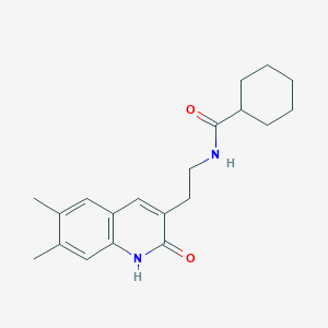 molecular formula C20H26N2O2 B2474184 N-(2-(6,7-dimethyl-2-oxo-1,2-dihydroquinolin-3-yl)ethyl)cyclohexanecarboxamide CAS No. 851403-10-6