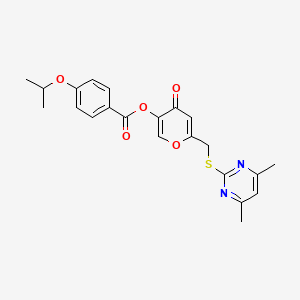 6-(((4,6-dimethylpyrimidin-2-yl)thio)methyl)-4-oxo-4H-pyran-3-yl 4-isopropoxybenzoate