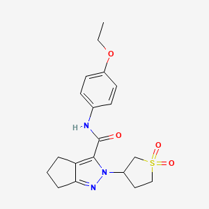 molecular formula C19H23N3O4S B2474282 2-(1,1-dioxo-1lambda6-thiolan-3-yl)-N-(4-ethoxyphenyl)-2H,4H,5H,6H-cyclopenta[c]pyrazole-3-carboxamide CAS No. 2320503-60-2