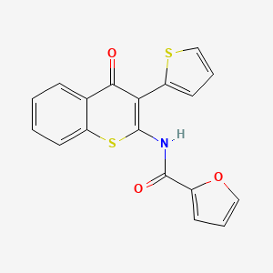 molecular formula C18H11NO3S2 B2474288 N-[4-oxo-3-(thiophen-2-yl)-4H-thiochromen-2-yl]furan-2-carboxamide CAS No. 902012-33-3