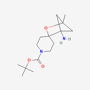 molecular formula C15H26N2O3 B2474296 Tert-butyl 1-amino-4-methyl-3-oxaspiro[bicyclo[2.1.1]hexane-2,4'-piperidine]-1'-carboxylate CAS No. 2243513-67-7