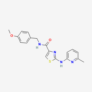 molecular formula C18H18N4O2S B2474298 N-[(4-methoxyphenyl)methyl]-2-[(6-methylpyridin-2-yl)amino]-1,3-thiazole-4-carboxamide CAS No. 1286698-50-7