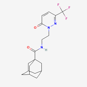 molecular formula C18H22F3N3O2 B2474415 N-{2-[6-oxo-3-(trifluoromethyl)-1,6-dihydropyridazin-1-yl]ethyl}adamantane-1-carboxamide CAS No. 2415564-17-7