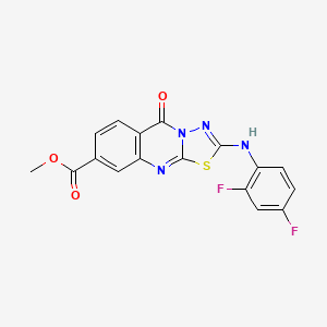 molecular formula C17H10F2N4O3S B2474465 methyl 2-[(2,4-difluorophenyl)amino]-5-oxo-5H-[1,3,4]thiadiazolo[2,3-b]quinazoline-8-carboxylate CAS No. 896703-27-8