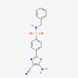 molecular formula C19H18N4O3S B2474495 N-benzyl-4-(4-cyano-5-(methylamino)oxazol-2-yl)-N-methylbenzenesulfonamide CAS No. 941003-76-5