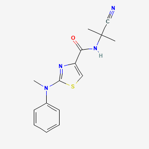 molecular formula C15H16N4OS B2474499 N-(2-Cyanopropan-2-yl)-2-(N-methylanilino)-1,3-thiazole-4-carboxamide CAS No. 2418716-75-1