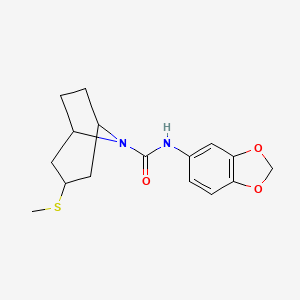 molecular formula C16H20N2O3S B2474515 N-(2H-1,3-benzodioxol-5-yl)-3-(methylsulfanyl)-8-azabicyclo[3.2.1]octane-8-carboxamide CAS No. 1706065-73-7