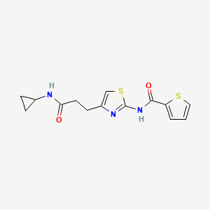 molecular formula C14H15N3O2S2 B2474547 N-(4-(3-(cyclopropylamino)-3-oxopropyl)thiazol-2-yl)thiophene-2-carboxamide CAS No. 1021058-99-0