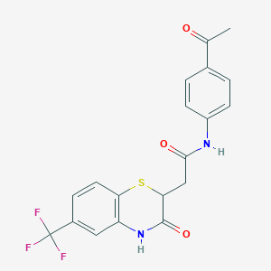 N-(4-acetylphenyl)-2-[3-oxo-6-(trifluoromethyl)-3,4-dihydro-2H-1,4-benzothiazin-2-yl]acetamide