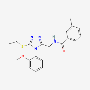 molecular formula C20H22N4O2S B2474612 N-((5-(ethylthio)-4-(2-methoxyphenyl)-4H-1,2,4-triazol-3-yl)methyl)-3-methylbenzamide CAS No. 391916-19-1