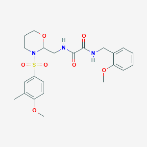 molecular formula C23H29N3O7S B2474626 N-{[3-(4-methoxy-3-methylbenzenesulfonyl)-1,3-oxazinan-2-yl]methyl}-N'-[(2-methoxyphenyl)methyl]ethanediamide CAS No. 872986-32-8