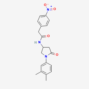 molecular formula C20H21N3O4 B2474646 N-[1-(3,4-dimethylphenyl)-5-oxopyrrolidin-3-yl]-2-(4-nitrophenyl)acetamide CAS No. 896371-28-1