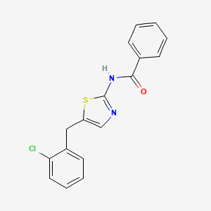 molecular formula C17H13ClN2OS B2474694 N-[5-[(2-chlorophenyl)methyl]-1,3-thiazol-2-yl]benzamide CAS No. 303791-93-7