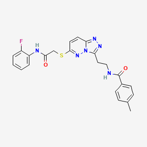 B2474734 N-(2-(6-((2-((2-fluorophenyl)amino)-2-oxoethyl)thio)-[1,2,4]triazolo[4,3-b]pyridazin-3-yl)ethyl)-4-methylbenzamide CAS No. 872994-68-8