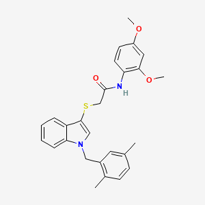 molecular formula C27H28N2O3S B2474746 N-(2,4-dimethoxyphenyl)-2-({1-[(2,5-dimethylphenyl)methyl]-1H-indol-3-yl}sulfanyl)acetamide CAS No. 681279-72-1