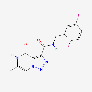 molecular formula C14H11F2N5O2 B2474791 N-(2,5-difluorobenzyl)-6-methyl-4-oxo-4,5-dihydro[1,2,3]triazolo[1,5-a]pyrazine-3-carboxamide CAS No. 1396861-40-7