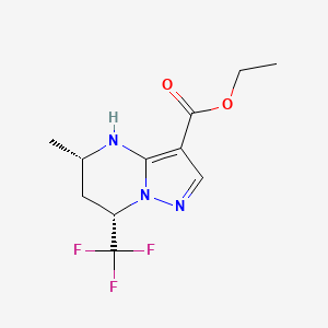 molecular formula C11H14F3N3O2 B2474831 Ethyl (5S,7S)-5-methyl-7-(trifluoromethyl)-4,5,6,7-tetrahydropyrazolo[1,5-a]pyrimidine-3-carboxylate CAS No. 2248279-84-5