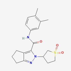 molecular formula C19H23N3O3S B2474852 N-(3,4-dimethylphenyl)-2-(1,1-dioxo-1lambda6-thiolan-3-yl)-2H,4H,5H,6H-cyclopenta[c]pyrazole-3-carboxamide CAS No. 2319801-64-2