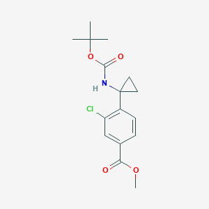 molecular formula C16H20ClNO4 B2474920 Methyl 4-(1-{[(tert-butoxy)carbonyl]amino}cyclopropyl)-3-chlorobenzoate CAS No. 2380033-72-5