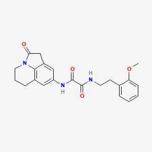 molecular formula C22H23N3O4 B2474931 N'-[2-(2-methoxyphenyl)ethyl]-N-{2-oxo-1-azatricyclo[6.3.1.0^{4,12}]dodeca-4,6,8(12)-trien-6-yl}ethanediamide CAS No. 898426-96-5