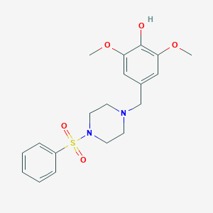 molecular formula C19H24N2O5S B247499 4-{[4-(BENZENESULFONYL)PIPERAZIN-1-YL]METHYL}-2,6-DIMETHOXYPHENOL 