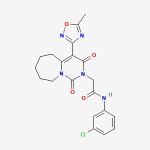 molecular formula C20H20ClN5O4 B2475055 N-(3-chlorophenyl)-2-[4-(5-methyl-1,2,4-oxadiazol-3-yl)-1,3-dioxo-1H,2H,3H,5H,6H,7H,8H,9H-pyrimido[1,6-a]azepin-2-yl]acetamide CAS No. 1775338-32-3