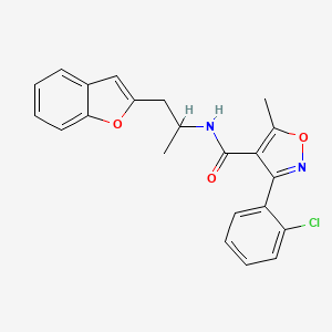 molecular formula C22H19ClN2O3 B2475176 N-[1-(1-benzofuran-2-yl)propan-2-yl]-3-(2-chlorophenyl)-5-methyl-1,2-oxazole-4-carboxamide CAS No. 2034559-13-0