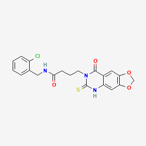 molecular formula C20H18ClN3O4S B2475187 N-[(2-chlorophenyl)methyl]-4-{8-oxo-6-sulfanylidene-2H,5H,6H,7H,8H-[1,3]dioxolo[4,5-g]quinazolin-7-yl}butanamide CAS No. 688054-51-5