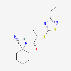 molecular formula C14H20N4OS2 B2475188 N-(1-cyanocyclohexyl)-2-[(3-ethyl-1,2,4-thiadiazol-5-yl)sulfanyl]propanamide CAS No. 1384787-56-7