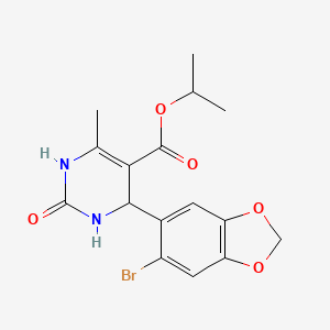 molecular formula C16H17BrN2O5 B2475194 Isopropyl 4-(6-bromobenzo[d][1,3]dioxol-5-yl)-6-methyl-2-oxo-1,2,3,4-tetrahydropyrimidine-5-carboxylate CAS No. 294197-69-6