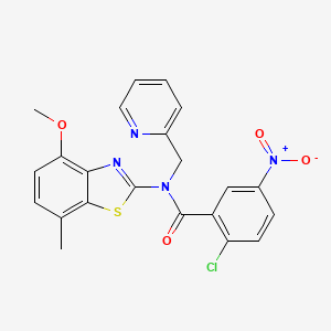 2-chloro-N-(4-methoxy-7-methylbenzo[d]thiazol-2-yl)-5-nitro-N-(pyridin-2-ylmethyl)benzamide