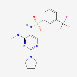 molecular formula C17H20F3N5O2S B2475235 N-(4-(dimethylamino)-2-(pyrrolidin-1-yl)pyrimidin-5-yl)-3-(trifluoromethyl)benzenesulfonamide CAS No. 1795416-00-0