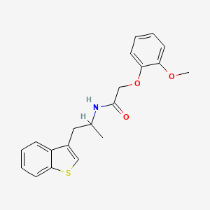 molecular formula C20H21NO3S B2475236 N-[1-(1-benzothiophen-3-yl)propan-2-yl]-2-(2-methoxyphenoxy)acetamide CAS No. 2034317-00-3