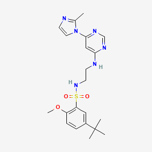 5-(tert-butyl)-2-methoxy-N-(2-((6-(2-methyl-1H-imidazol-1-yl)pyrimidin-4-yl)amino)ethyl)benzenesulfonamide
