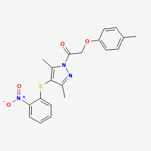 1-[3,5-Dimethyl-4-(2-nitrophenyl)sulfanylpyrazol-1-yl]-2-(4-methylphenoxy)ethanone