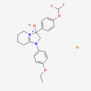 3-(4-(Difluoromethoxy)phenyl)-1-(4-ethoxyphenyl)-3-hydroxy-2,3,5,6,7,8-hexahydroimidazo[1,2-a]pyridin-1-ium bromide