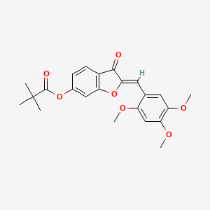 molecular formula C23H24O7 B2475271 (2Z)-3-oxo-2-(2,4,5-trimethoxybenzylidene)-2,3-dihydro-1-benzofuran-6-yl 2,2-dimethylpropanoate CAS No. 622360-00-3
