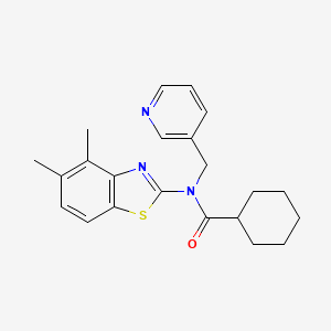 molecular formula C22H25N3OS B2475317 N-(4,5-dimethyl-1,3-benzothiazol-2-yl)-N-[(pyridin-3-yl)methyl]cyclohexanecarboxamide CAS No. 895417-36-4