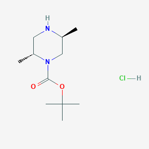 molecular formula C11H23ClN2O2 B2475318 (2R,5S)-1-Boc-2,5-dimethylpiperazine hydrochloride CAS No. 1523541-79-8; 792969-69-8