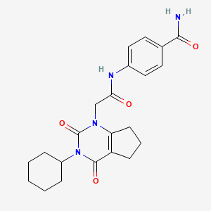 4-(2-(3-cyclohexyl-2,4-dioxo-2,3,4,5,6,7-hexahydro-1H-cyclopenta[d]pyrimidin-1-yl)acetamido)benzamide