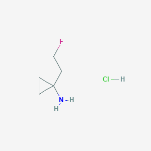 molecular formula C5H11ClFN B2475321 1-(2-Fluoroethyl)cyclopropan-1-amine;hydrochloride CAS No. 2413898-14-1