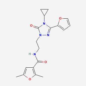 molecular formula C18H20N4O4 B2475330 N-{2-[4-cyclopropyl-3-(furan-2-yl)-5-oxo-4,5-dihydro-1H-1,2,4-triazol-1-yl]ethyl}-2,5-dimethylfuran-3-carboxamide CAS No. 1797738-43-2